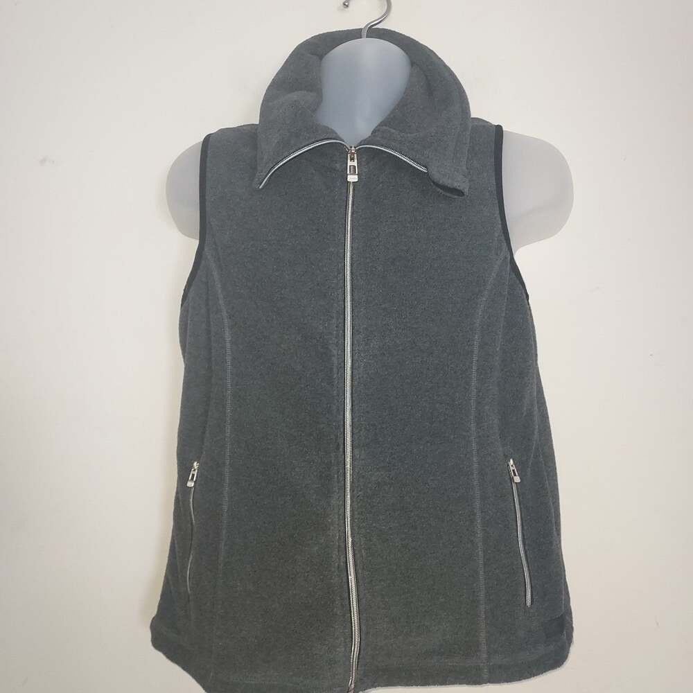 Calvin Klein Fleece Vest Large Women's Full Zip Performance High Collar Gray